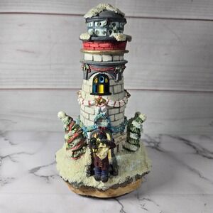 Christmas Lighthouse Figurine Santa‎ Snow Trees Winter Holiday Decor